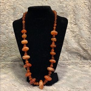 Handmade hippie necklace orange amber